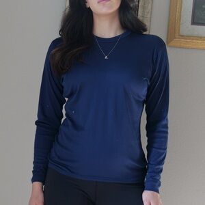 Patagonia Capilene Midweight Crew Long Sleeve Base Layer Shirt Navy Blue S